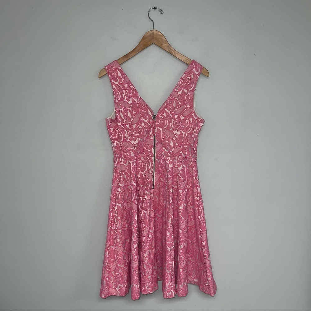 Maeve Anthropologie‎ Claribel Dress Women’s Size 4 Pink Jacquard Fit & Flare - Picture 10 of 16